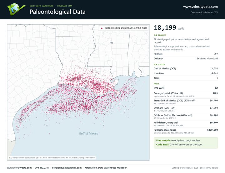 Coverage map: Paleontological Data